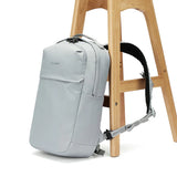 Pacsafe Anti-Theft 20L City Backpack in digital gray with multiple compartments and secure zippers for urban commuting.