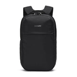 Black Pacsafe anti-theft 20L city backpack with secure zippers and padded straps, designed for urban commuting and everyday use.