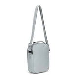 Pacsafe V Anti-theft Companion Crossbody bag with secure zippers and adjustable strap displayed in a neutral setting