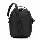 Pacsafe V Anti-theft Companion Crossbody bag in black with adjustable strap and secure zippers for travel security.