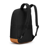 Pacsafe GO 25L anti-theft travel backpack in Jet Black with padded straps and multiple compartments for secure travel storage.