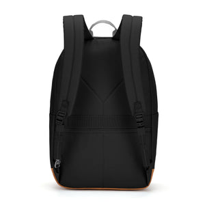 Pacsafe GO 25L anti-theft travel backpack in Jet Black with secure zippers and padded straps, designed for safe travel.