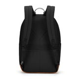 Pacsafe GO 25L anti-theft travel backpack in Jet Black with secure zippers and padded straps, designed for safe travel.