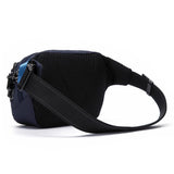 Pacsafe V Anti-Theft Hip Pack waist bag in Ocean blue with multiple compartments and secure zipper closures.