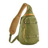 Patagonia Atom Sling Bag 8L in black, showcasing adjustable strap, front zip pocket, and compact design for everyday use.