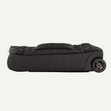 Patagonia Black Hole Wheeled Duffel Bag 40L in black, featuring durable fabric, telescoping handle, and wheels for easy travel.