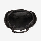 Open Patagonia Ultralight Black Hole® Tote Pack 27L showing black water-resistant nylon material and spacious interior.