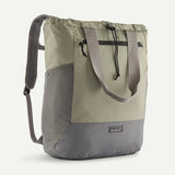 Patagonia Terravia Tote Pack 24L showing a lightweight, eco-friendly tote bag with adjustable straps and the Patagonia logo visible.