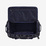 Patagonia Black Hole 55L duffel bag open showing spacious interior and durable black fabric, ideal for travel and outdoor use.