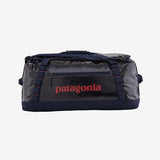 Patagonia Black Hole Duffel Bag 55L in black, showing durable fabric and spacious design for travel and outdoor use.
