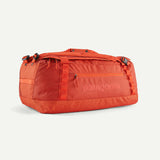 Patagonia Black Hole 55L duffel bag in black, showing the durable, spacious travel bag with zipper closure and carry straps.
