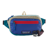 Patagonia Ultralight Black Hole Mini Hip Pack in patchwork Subtidal Blue, compact 1L travel and outdoor accessory