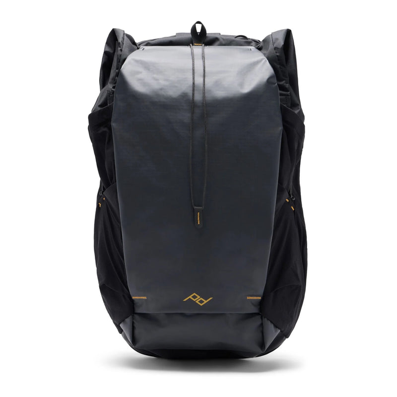 Black Peak Design outdoor backpack with 45L capacity, featuring multiple compartments and durable straps for hiking and travel.