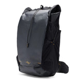 Black Peak Design outdoor backpack with 45L capacity, featuring multiple compartments and adjustable straps for hiking and travel.