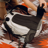 Peak Design outdoor backpack 45L in cloud color, showing its spacious main compartment and durable outdoor-ready design.
