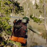Peak Design outdoor backpack 45L in Eclipse color, showing its durable fabric, multiple compartments, and adjustable straps.