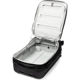Peak Design Roller Pro Carry-On luggage in sage, showing its sleek design, sturdy handle, and compact size for travel.