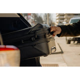 Peak Design Roller Pro Carry-On luggage in sage color, durable carry-on bag with wheels and handle for travel convenience.