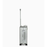 Porsche Design by Bric's Roadster aluminum carry-on luggage with sleek silver finish and retractable handle.