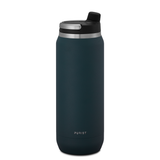Black 25oz Purist Traveler water bottle with a sleek design and secure lid, perfect for on-the-go hydration.