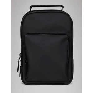 Black Rains Book Daypack with adjustable straps and front pocket, made from waterproof material for everyday use.