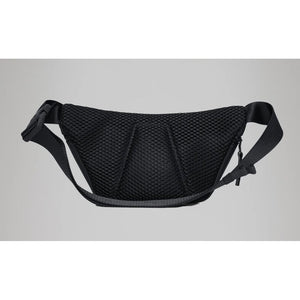 Black Rains mini bum bag with adjustable strap and sleek design, perfect for carrying essentials stylishly.
