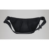 Black Rains mini bum bag with adjustable strap and sleek design, perfect for carrying essentials stylishly.