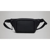 Black Rains mini bum bag with adjustable strap and zippered compartments, perfect for casual wear and storage.