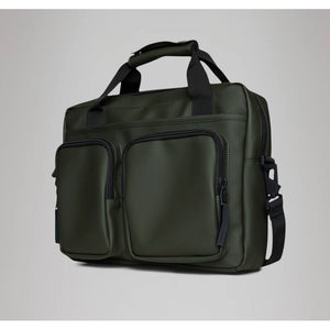 Green RAINS Texel Tech Bag with adjustable strap and water-resistant material, suitable for daily use and outdoor activities.