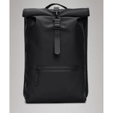 Grey Rains Rolltop Rucksack showing adjustable straps and spacious main compartment, designed for stylish, waterproof storage.