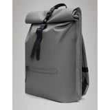 Grey Rains Rolltop Rucksack with adjustable straps and waterproof fabric, designed for practical everyday use.