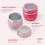 S'well Travel Pod Set of pink accessories, including portable containers and caps for organizing drinks and beverages.