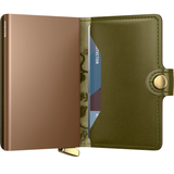 Secrid Premium Miniwallet with stitch floral pattern in olive color, showing compact design and card slots.