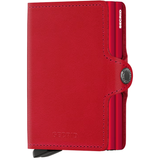 Secrid Twinwallet in vibrant red, front view showing sleek design and compact leather exterior with metal card holder.