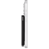 Secrid Cardprotector for MagSafe in black, with five side slots, attached to a smartphone for secure card storage and easy access.