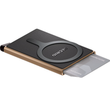 Secrid Cardprotector for MagSafe with open aluminum case displaying card slots and magnetic attachment for iPhone accessories