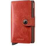 Secrid Vintage Miniwallet in orange with front view, showcasing compact leather design and card slots for secure storage.