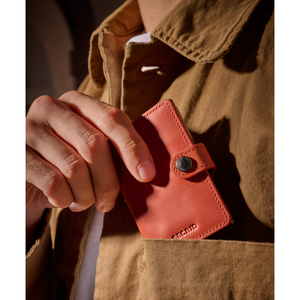Secrid Vintage Miniwallet showing compact leather design with card slots on a home lifestyle background