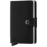 Black Secrid Miniwallet Original with front view showing compact leather design and card slots.