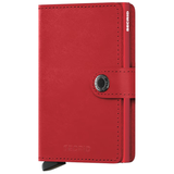 Secrid Miniwallet Original in red, front view showing compact leather wallet with card slots and sleek design.