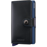 Secrid Miniwallet in black navy with front view, showcasing compact leather wallet design and card slots.