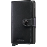 Secrid Miniwallet Original in black showing the front view with compact design and card slots, made of smooth leather.