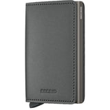 Secrid Slimwallet with black leather exterior and compact design, showing the wallet’s sleek slim profile.