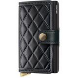 Secrid Premium Miniwallet Emboss in black with a sleek front view, showcasing compact leather design and embossed logo.