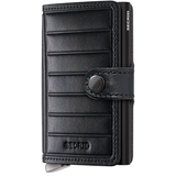 Secrid Premium Miniwallet Emboss in mel-black leather, front view showing compact design and embossed texture.
