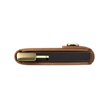 Secrid Premium Miniwallet in embossed cognac leather with multiple card slots and sleek design.