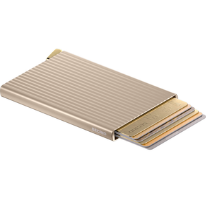 Secrid Premium Cardprotector wallet with fluted design, open to show card slots and compact leather construction.