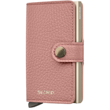 Secrid Miniwallet Pebble in rose color showing front view with card slots and compact design.
