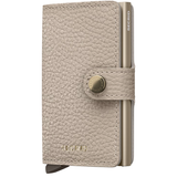 Secrid Miniwallet Pebble in latte color, front view showing compact leather wallet with card slots and sleek design.