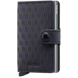 Secrid Miniwallet in black titanium with optical design, compact leather wallet with cardholder and RFID protection.